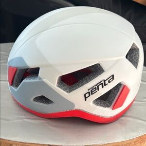 NWOB- Youth White and Red Penta Rock Climbing Helmet, 51-60cm